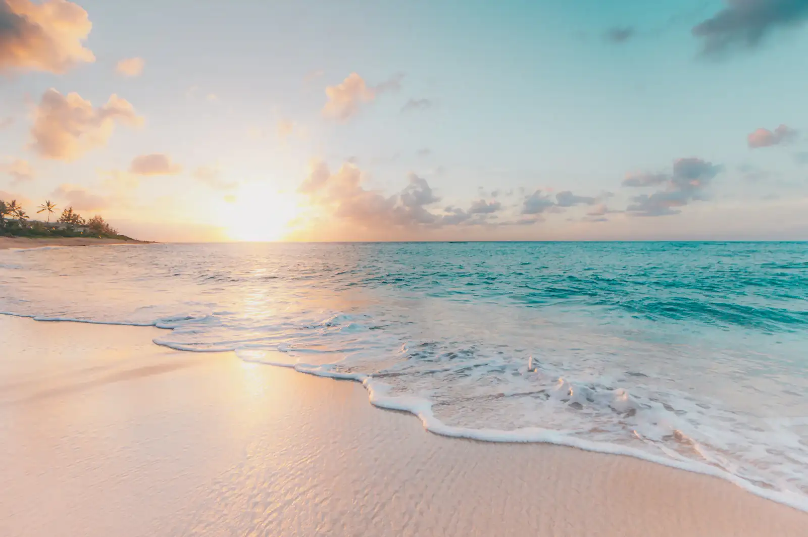White sand beach with turquoise water