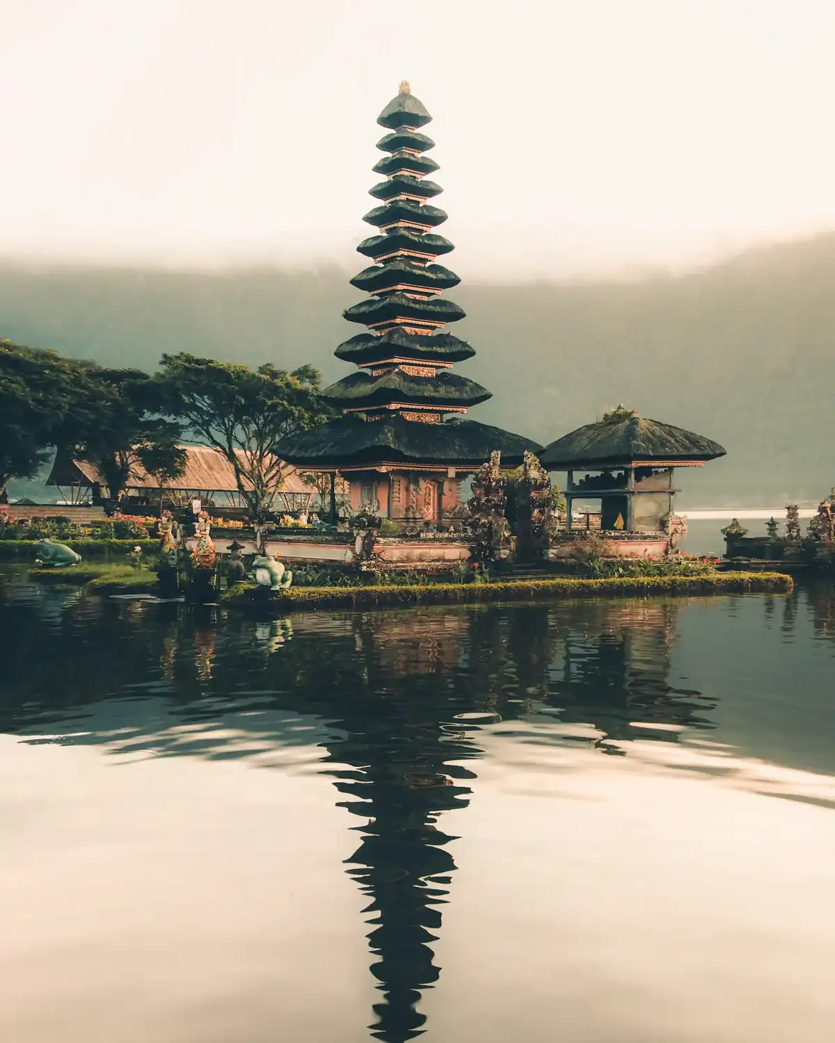 Bali temple gate with mountain view