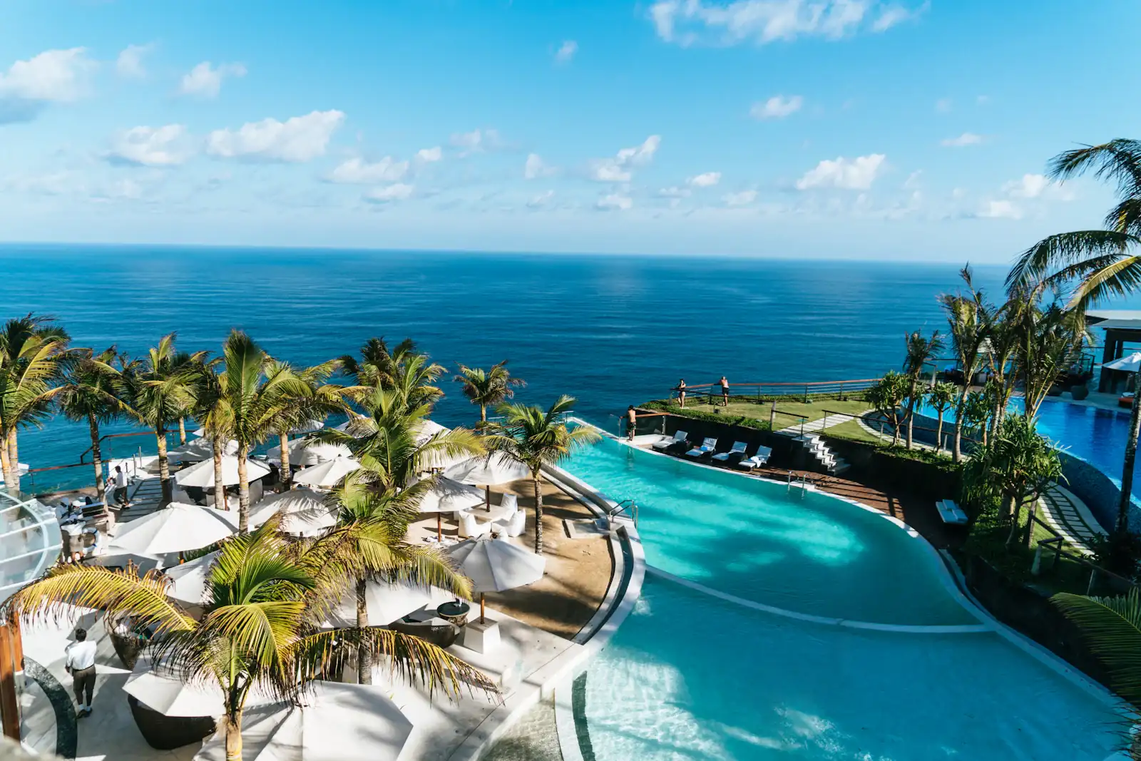 Infinity pool at a Bali resort overlooking the ocean