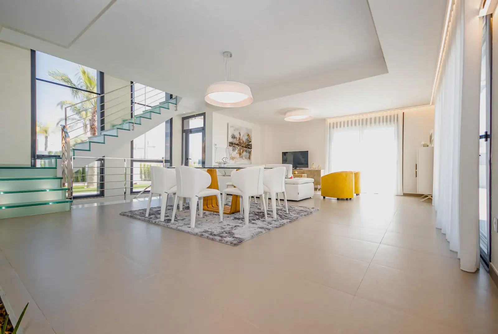 Bright open-plan living and dining room
