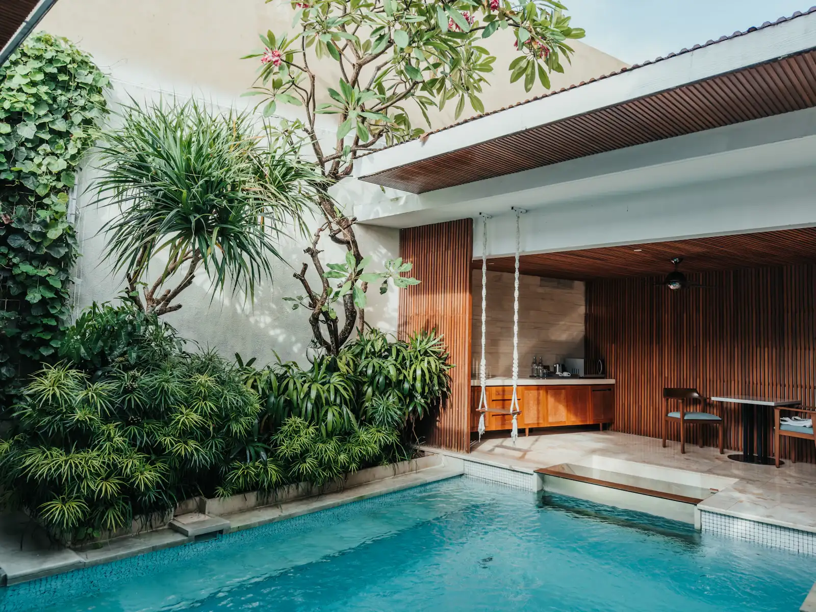 Modern villa with a timber-clad pool
