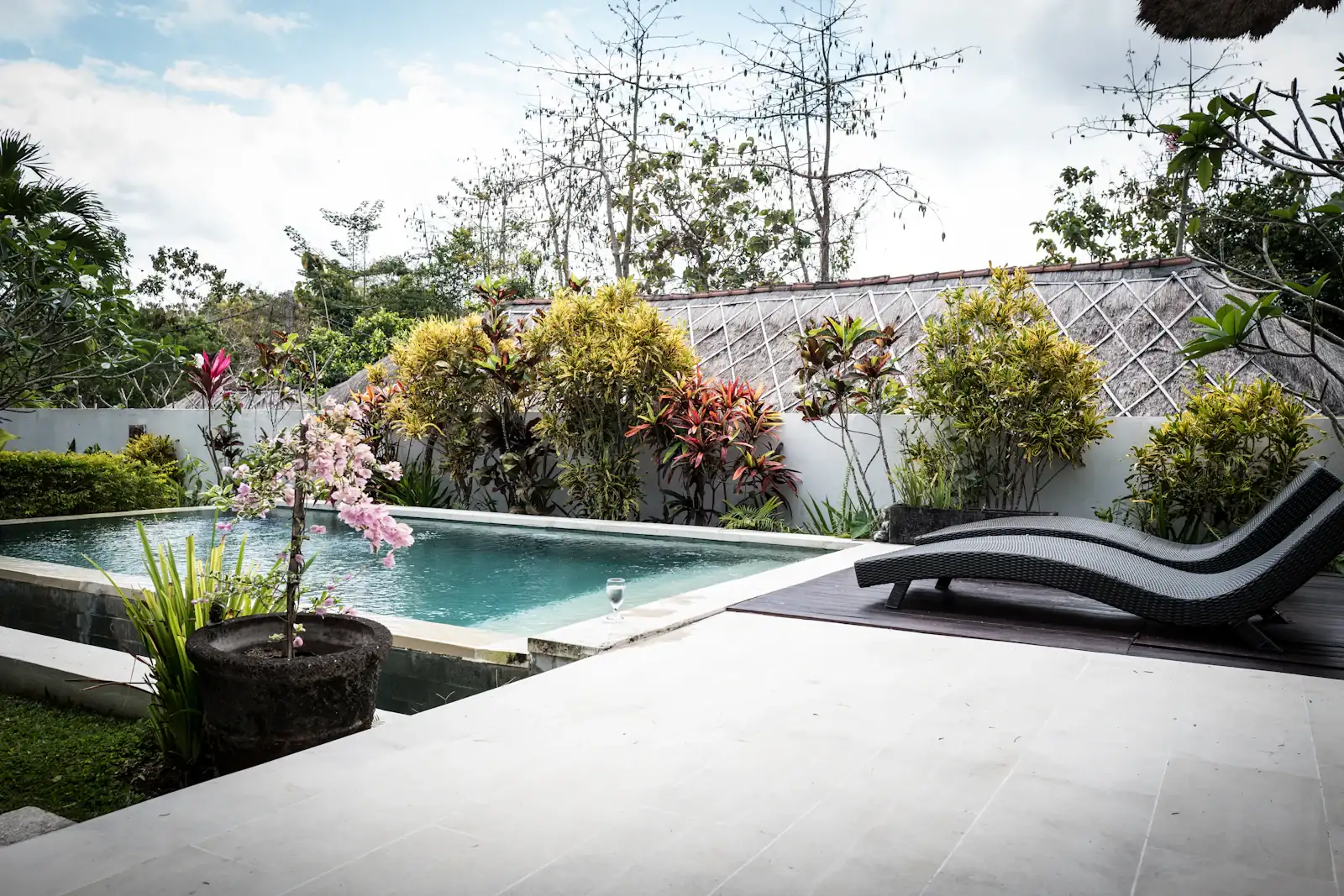 Pool inside a walled garden