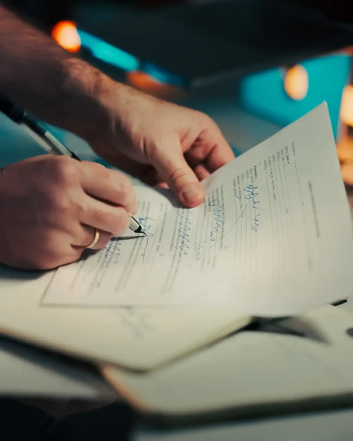 Hand filling in a paper form